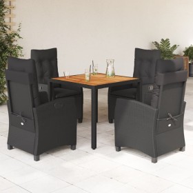 Set de muebles jardín 5 pzas con cojines ratán sintético negro de , Conjuntos de jardín - Ref: Foro24-3212663, Precio: 691,99...