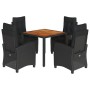 Set de muebles jardín 5 pzas con cojines ratán sintético negro de , Conjuntos de jardín - Ref: Foro24-3212663, Precio: 637,19...