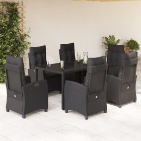 Set de comedor de jardín 7 pzas y cojines ratán sintético negro de , Conjuntos de jardín - Ref: Foro24-3212640, Precio: 1,00 ...