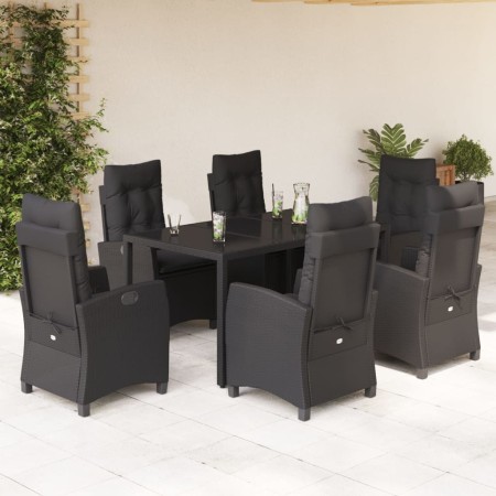 7-teiliges Garten-Essset und schwarze Kissen aus synthetischem Rattan von , Gartensets - Ref: Foro24-3212640, Preis: 962,56 €...