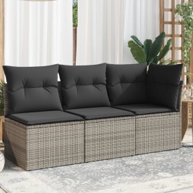 3-Sitzer-Gartensofa mit grauen synthetischen Rattankissen von , Outdoor-Sofas - Ref: Foro24-366138, Preis: 193,77 €, Rabatt: %