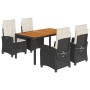 Set de muebles jardín 5 pzas con cojines ratán sintético negro de , Conjuntos de jardín - Ref: Foro24-3212656, Precio: 640,43...