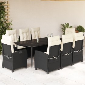 Set de comedor de jardín 9 pzas y cojines ratán sintético negro de , Conjuntos de jardín - Ref: Foro24-3212730, Precio: 1,00 ...