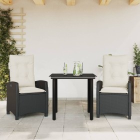 3-piece garden dining set with black synthetic rattan cushions by , Garden sets - Ref: Foro24-3212732, Price: 311,09 €, Disco...