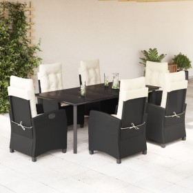 7-teiliges Garten-Essset und schwarze Kissen aus synthetischem Rattan von , Gartensets - Ref: Foro24-3212739, Preis: 927,99 €...