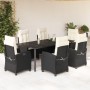 Set de comedor de jardín 7 pzas y cojines ratán sintético negro de , Conjuntos de jardín - Ref: Foro24-3212739, Precio: 927,9...