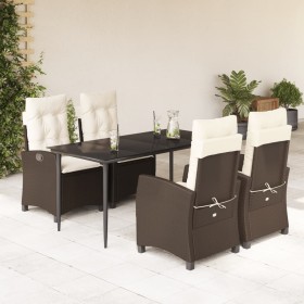 Set comedor de jardín 5 piezas y cojines ratán sintético marrón de , Conjuntos de jardín - Ref: Foro24-3212766, Precio: 718,9...