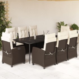 Garden dining set 9 pieces and brown synthetic rattan cushions by , Garden sets - Ref: Foro24-3212770, Price: 1,00 €, Discoun...