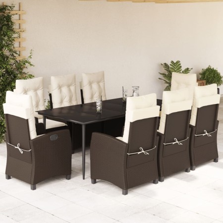 Set comedor para jardín 9 pzas y cojines ratán sintético marrón de , Conjuntos de jardín - Ref: Foro24-3212770, Precio: 1,00 ...