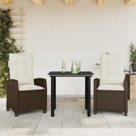 3-teilige Garten-Essgruppe und braune Kissen aus synthetischem Rattan von , Gartensets - Ref: Foro24-3212772, Preis: 330,99 €...