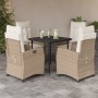 Set comedor de jardín 5 pzas con cojines ratán sintético beige de , Conjuntos de jardín - Ref: Foro24-3212803, Precio: 580,81...