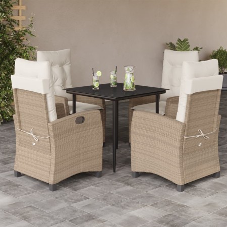 5-teiliges Garten-Essset mit beigen Kissen aus synthetischem Rattan von , Gartensets - Ref: Foro24-3212803, Preis: 580,81 €, ...