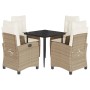 Set comedor de jardín 5 pzas con cojines ratán sintético beige de , Conjuntos de jardín - Ref: Foro24-3212803, Precio: 580,81...