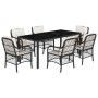 7-piece garden dining set and black synthetic rattan cushions by , Garden sets - Ref: Foro24-3212022, Price: 857,30 €, Discou...