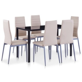 Conjunto de mesa y sillas de comedor 7 piezas color capuchino de vidaXL, muebles para cocinas y comedores - Ref: Foro24-28170...