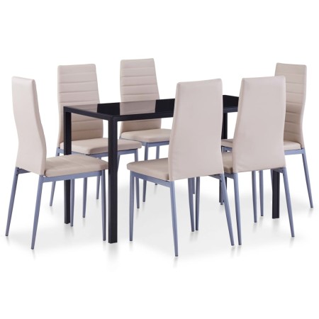 Cappuccino 7-piece dining table and chairs set by vidaXL, Furniture sets for kitchens and dining rooms - Ref: Foro24-281702, ...