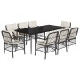 9-piece garden dining set and black synthetic rattan cushions by , Garden sets - Ref: Foro24-3212088, Price: 1,00 €, Discount: %