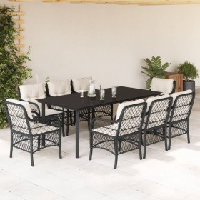 9-teiliges Garten-Essset und schwarze Kissen aus synthetischem Rattan von , Gartensets - Ref: Foro24-3212095, Preis: 1,00 €, ...