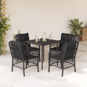 Set de muebles jardín 5 pzas con cojines ratán sintético negro de , Conjuntos de jardín - Ref: Foro24-3212097, Precio: 502,99...