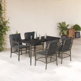 5-piece garden dining set with gray synthetic rattan cushions by , Garden sets - Ref: Foro24-3212127, Price: 547,65 €, Discou...