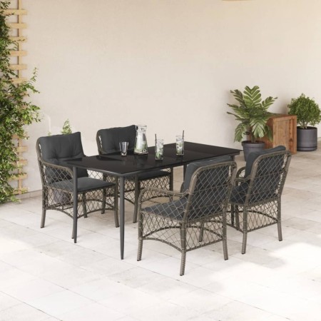 Set comedor de jardín 5 piezas con cojines ratán sintético gris de , Conjuntos de jardín - Ref: Foro24-3212127, Precio: 543,9...