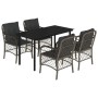 Set comedor de jardín 5 piezas con cojines ratán sintético gris de , Conjuntos de jardín - Ref: Foro24-3212133, Precio: 508,9...