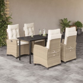 Set comedor de jardín 5 pzas con cojines ratán sintético beige de , Conjuntos de jardín - Ref: Foro24-3212815, Precio: 647,99...