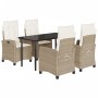 Set comedor de jardín 5 pzas con cojines ratán sintético beige de , Conjuntos de jardín - Ref: Foro24-3212815, Precio: 647,99...