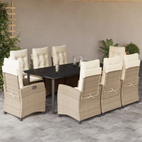 Set comedor de jardín 9 pzas con cojines ratán sintético beige de , Conjuntos de jardín - Ref: Foro24-3212820, Precio: 1,00 €...