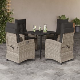 Garden dining set 5 pieces with light gray synthetic rattan cushions by , Garden sets - Ref: Foro24-3212843, Price: 585,99 €,...