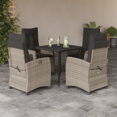 Garden dining set 5 pieces with light gray synthetic rattan cushions by , Garden sets - Ref: Foro24-3212843, Price: 624,52 €,...