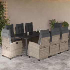 Garden dining set 9 pieces with light gray synthetic rattan cushions by , Garden sets - Ref: Foro24-3212860, Price: 1,00 €, D...