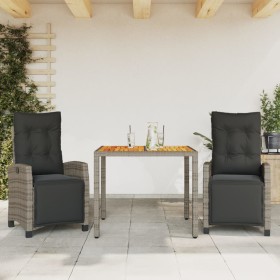 3-teilige Garten-Essgruppe mit grauen synthetischen Rattankissen von , Gartensets - Ref: Foro24-3212912, Preis: 372,96 €, Rab...