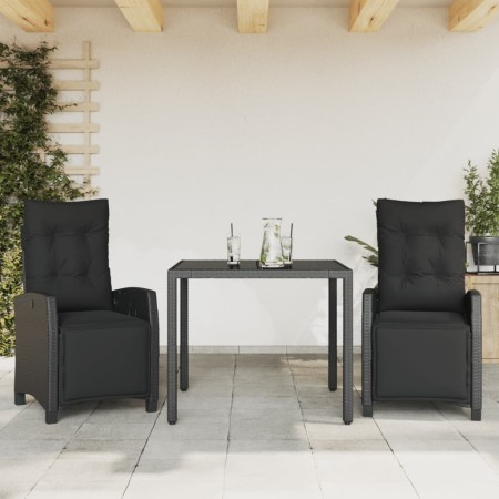 Set comedor de jardín 3 pzas con cojines ratán sintético negro de , Conjuntos de jardín - Ref: Foro24-3212888, Precio: 403,57...