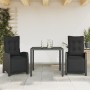 Set comedor de jardín 3 pzas con cojines ratán sintético negro de , Conjuntos de jardín - Ref: Foro24-3212888, Precio: 389,24...