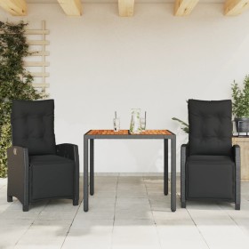 3-piece garden dining set with black synthetic rattan cushions by , Garden sets - Ref: Foro24-3212906, Price: 456,30 €, Disco...