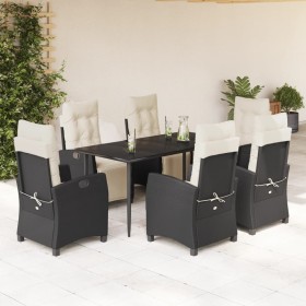 7-teiliges Garten-Essset und schwarze Kissen aus synthetischem Rattan von , Gartensets - Ref: Foro24-3212950, Preis: 866,99 €...