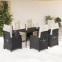 Set de comedor de jardín 7 pzas y cojines ratán sintético negro de , Conjuntos de jardín - Ref: Foro24-3212950, Precio: 805,5...