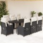 Set de comedor de jardín 9 pzas y cojines ratán sintético negro de , Conjuntos de jardín - Ref: Foro24-3212952, Precio: 1,00 ...