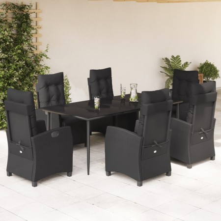 Set de comedor de jardín 7 pzas y cojines ratán sintético negro de , Conjuntos de jardín - Ref: Foro24-3212965, Precio: 1,00 ...