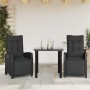 Set comedor de jardín 3 pzas con cojines ratán sintético negro de , Conjuntos de jardín - Ref: Foro24-3212967, Precio: 389,58...