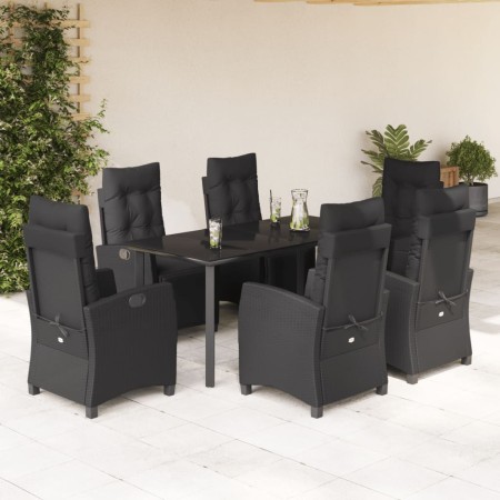 Set de comedor de jardín 7 pzas y cojines ratán sintético negro de , Conjuntos de jardín - Ref: Foro24-3212971, Precio: 1,00 ...