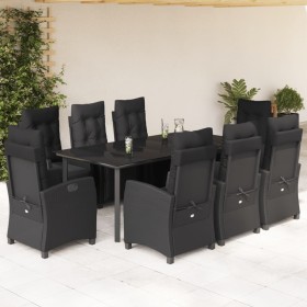 Set de comedor de jardín 9 pzas y cojines ratán sintético negro de , Conjuntos de jardín - Ref: Foro24-3212973, Precio: 1,00 ...