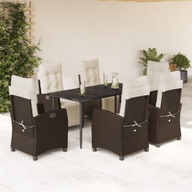 7-piece garden dining set with brown synthetic rattan cushions by , Garden sets - Ref: Foro24-3212978, Price: 1,00 €, Discoun...