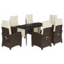 Set comedor de jardín 7 pzas con cojines ratán sintético marrón de , Conjuntos de jardín - Ref: Foro24-3212978, Precio: 947,6...