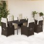 Set comedor de jardín 7 pzas con cojines ratán sintético marrón de , Conjuntos de jardín - Ref: Foro24-3212986, Precio: 1,00 ...