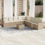 Gartensofa-Set mit beigen Kissen, 10-teilig, synthetisches Rattan von , Modulare Sofas für den Außenbereich - Ref: Foro24-325...