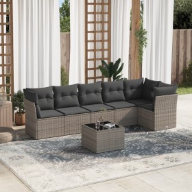 7-piece garden sofa set with gray PE rattan cushions by , Garden sets - Ref: Foro24-3249509, Price: 443,94 €, Discount: %