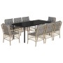 Set comedor de jardín 9 pzas con cojines ratán sintético beige de , Conjuntos de jardín - Ref: Foro24-3212165, Precio: 1,00 €...