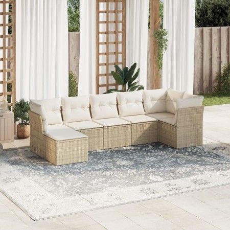 7-teiliges Gartensofa-Set und beige synthetische Rattankissen von , Gartensets - Ref: Foro24-3249807, Preis: 489,80 €, Rabatt: %